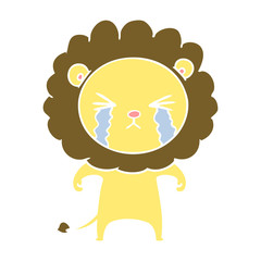 flat color style cartoon crying lion