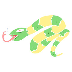 flat color style cartoon hissing snake