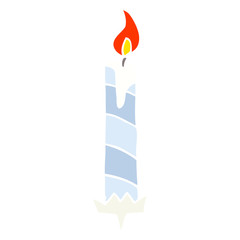 flat color illustration of a cartoon birthday cake candle