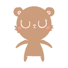 peaceful flat color style cartoon bear cub