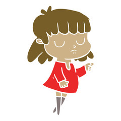 flat color style cartoon indifferent woman