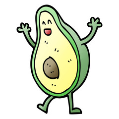 cartoon doodle dancing avocado