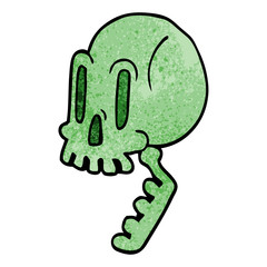 cartoon doodle green skull