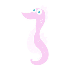 flat color illustration of a cartoon seahorse