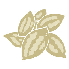 flat color illustration of a cartoon almonds