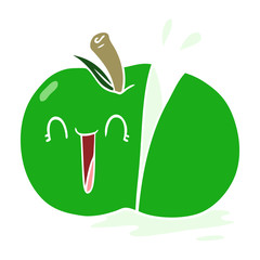 happy flat color style cartoon sliced apple
