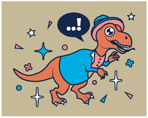 Hipster Dino Cartoon T Shirt