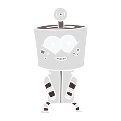 happy flat color style cartoon robot