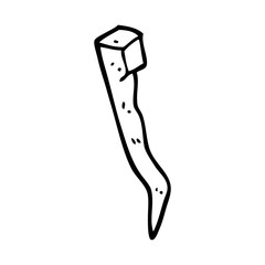 line drawing cartoon old bent iron nail