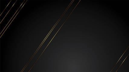 luxury black background banner vector illustration with gold strip art deco line diagonal