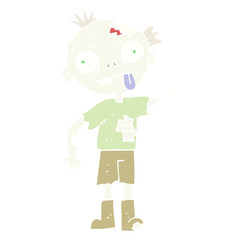 flat color illustration of a cartoon zombie