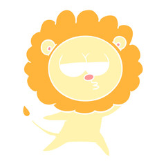 flat color style cartoon bored lion
