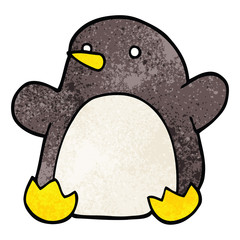 cartoon doodle dancing penguin