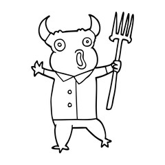 line drawing cartoon demon monster