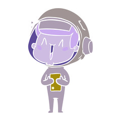 happy flat color style cartoon astronaut