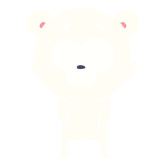 surprised polar bear flat color style cartoon