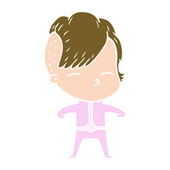 flat color style cartoon girl wearing futuristic clothes