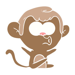 flat color style cartoon hooting monkey
