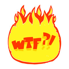 flat color illustration of a cartoon WTF symbol