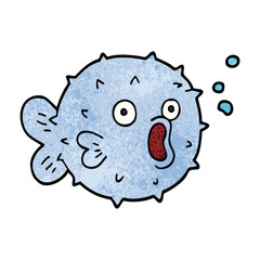 cartoon doodle blow fish