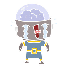 flat color style cartoon crying robot