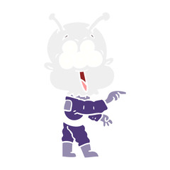 happy flat color style cartoon alien