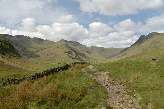 Bowfell at head of Mickleden valley, Lake District