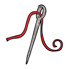 cartoon doodle needle and thread