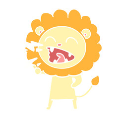 flat color style cartoon roaring lion