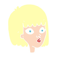 flat color illustration of a cartoon female face