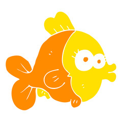 funny flat color illustration of a cartoon fish