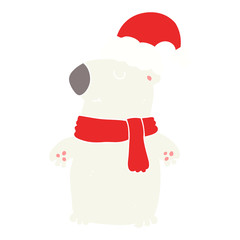 cute flat color style cartoon christmas bear