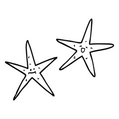 Fototapeta na wymiar line drawing cartoon star fish