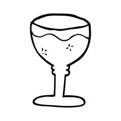 line drawing cartoon red wine glass