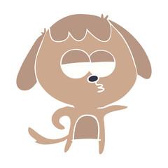 flat color style cartoon bored dog
