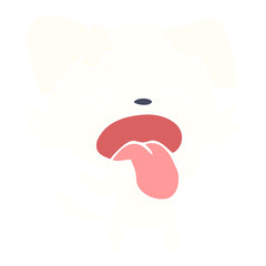 flat color style cartoon disgusted dog