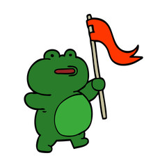 funny cartoon doodle frog