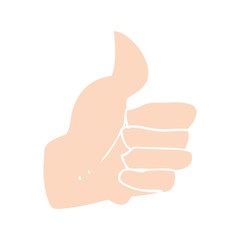 flat color illustration of a cartoon thumbs up symbol