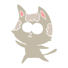 happy flat color style cartoon cat
