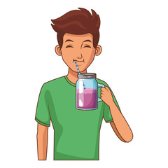 Young man drinking juice