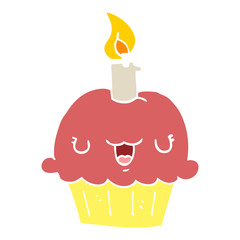 flat color style cartoon cupcake