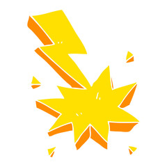 Fototapeta premium flat color illustration of a cartoon lighting strike symbol