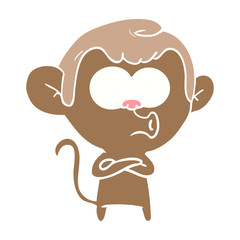 flat color style cartoon hooting monkey