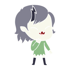 flat color style cartoon laughing vampire girl