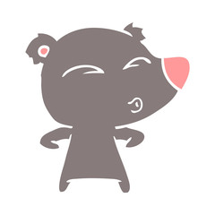 flat color style cartoon whistling bear