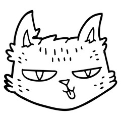 line drawing cartoon happy cat