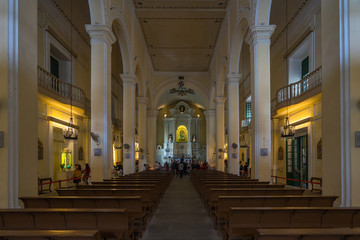 Interior of St. Dominic's Church, built 16th century with Baroque style, Macau