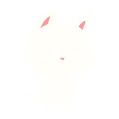 calm flat color style cartoon cat