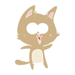 funny flat color style cartoon cat