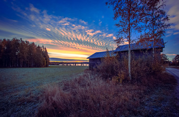 Autumn sunrise view from Kajaani, Finland.